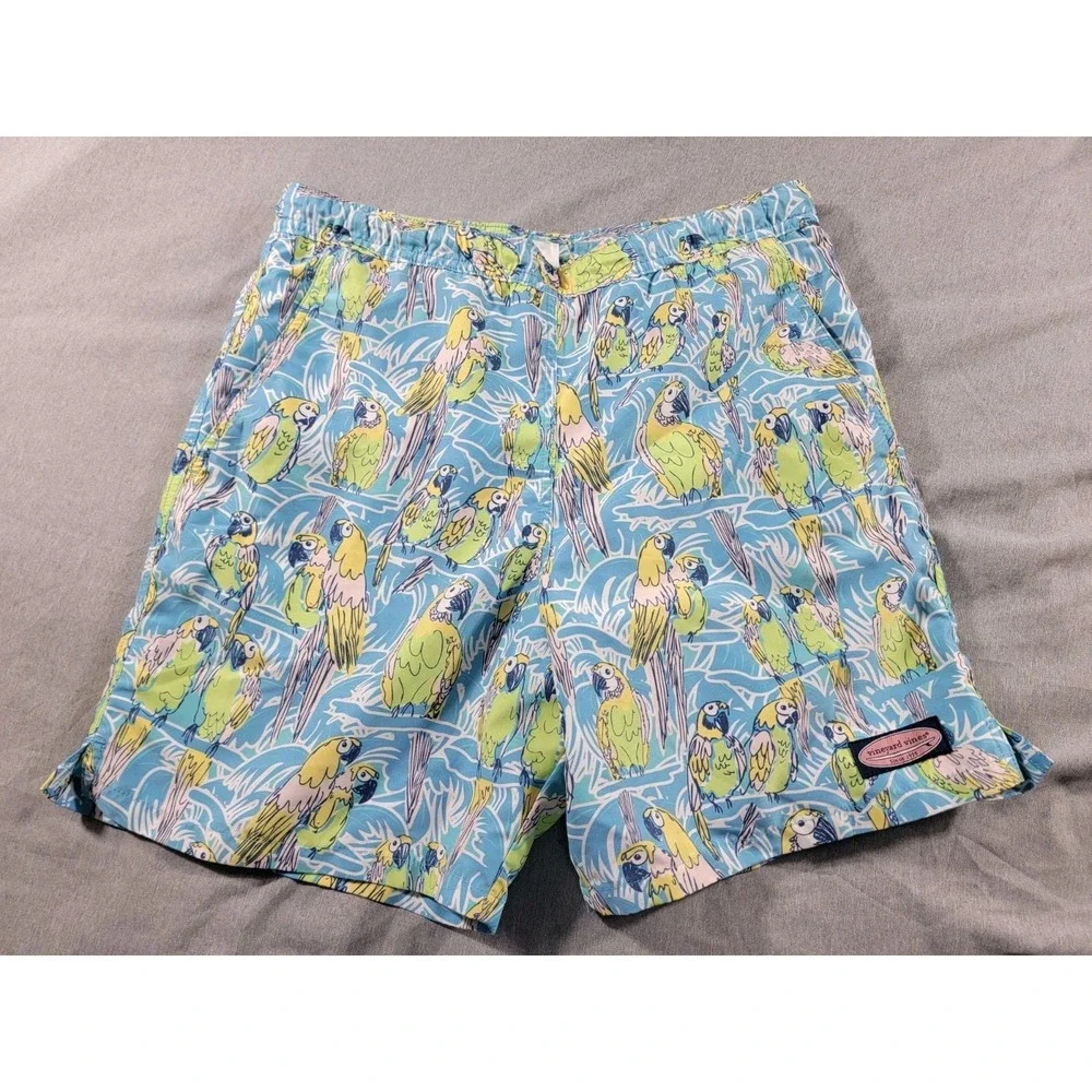 Vineyard Vines‎ Men's Small Mesh Lined Swim Trunks Macaw Parrot Bird w/ Pockets